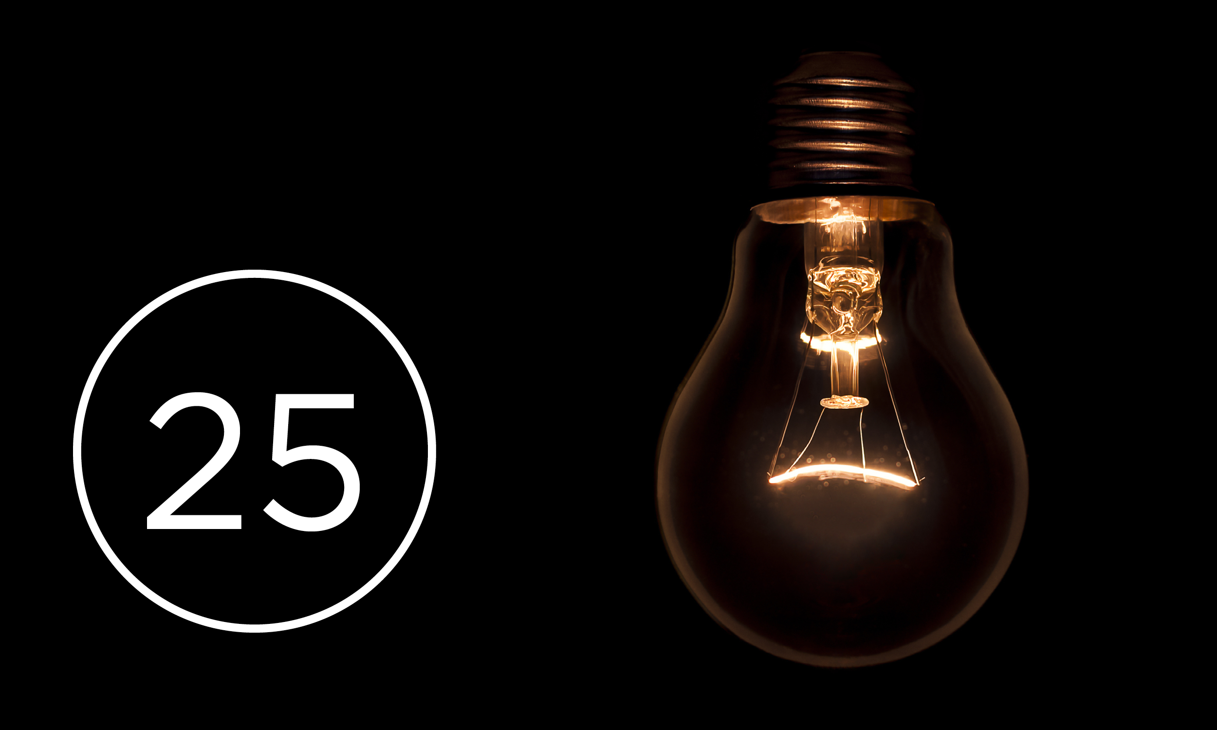 Lightbulb with number 25