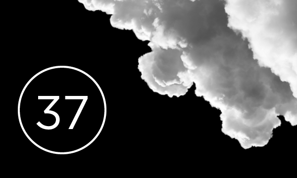 Clouds on dark background with number 37