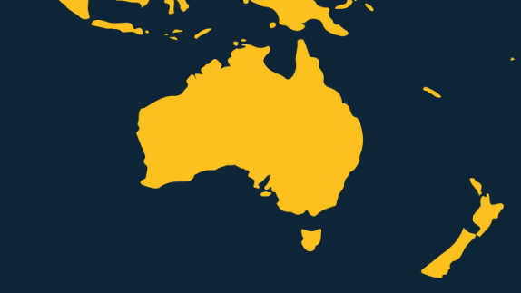 Map of Australia, New Zealand and the Pacific Island nations