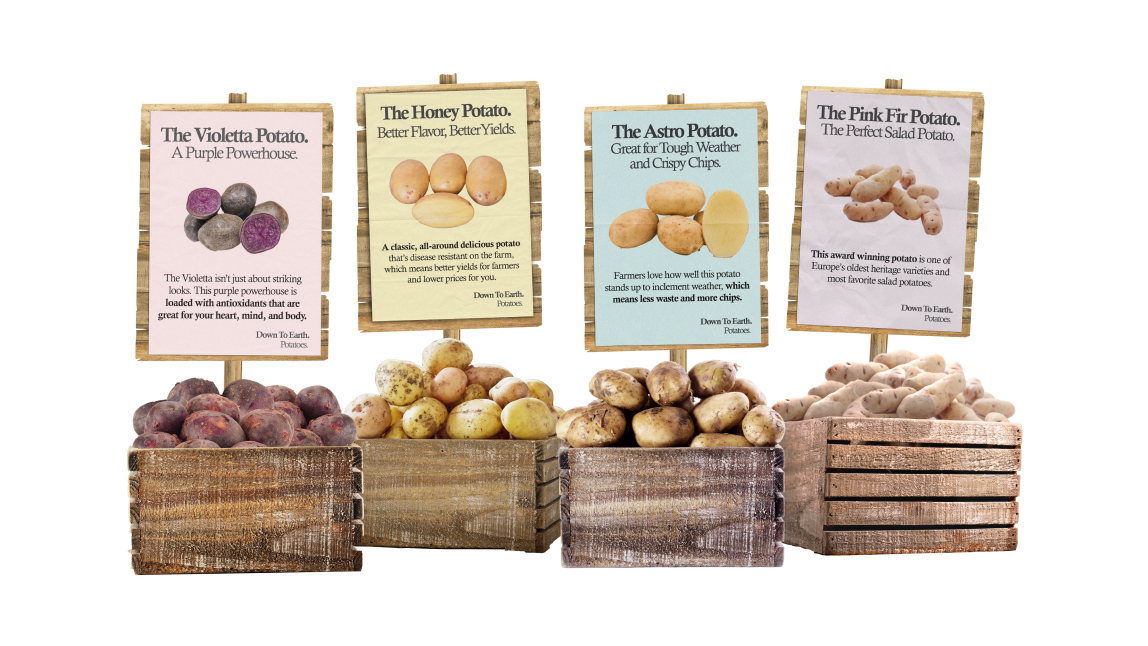 potatoes in wooden crates