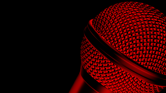 microphone under red light 