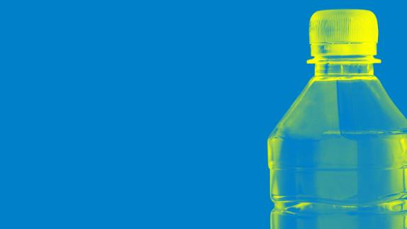 plastic bottle on blue background