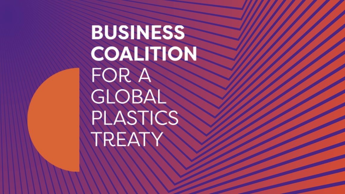 Abstract image with Business Coalition for a Global Plastics Treaty logo