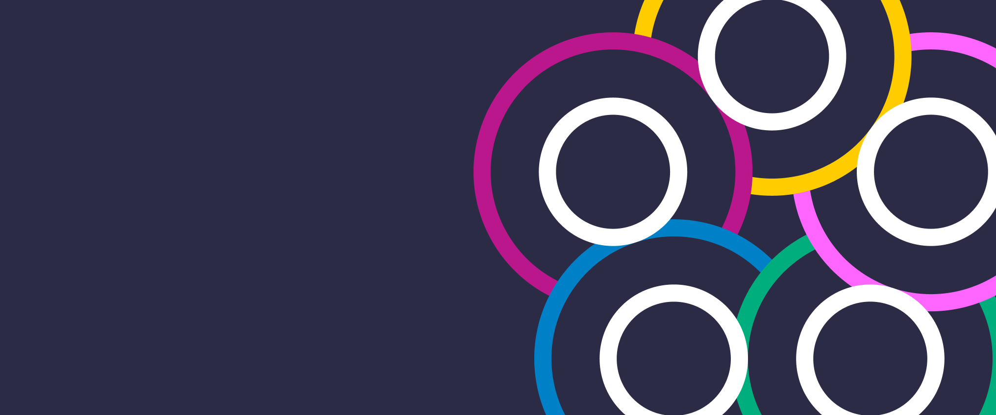 Coloured circles in a pattern which form Universal policy goals logo